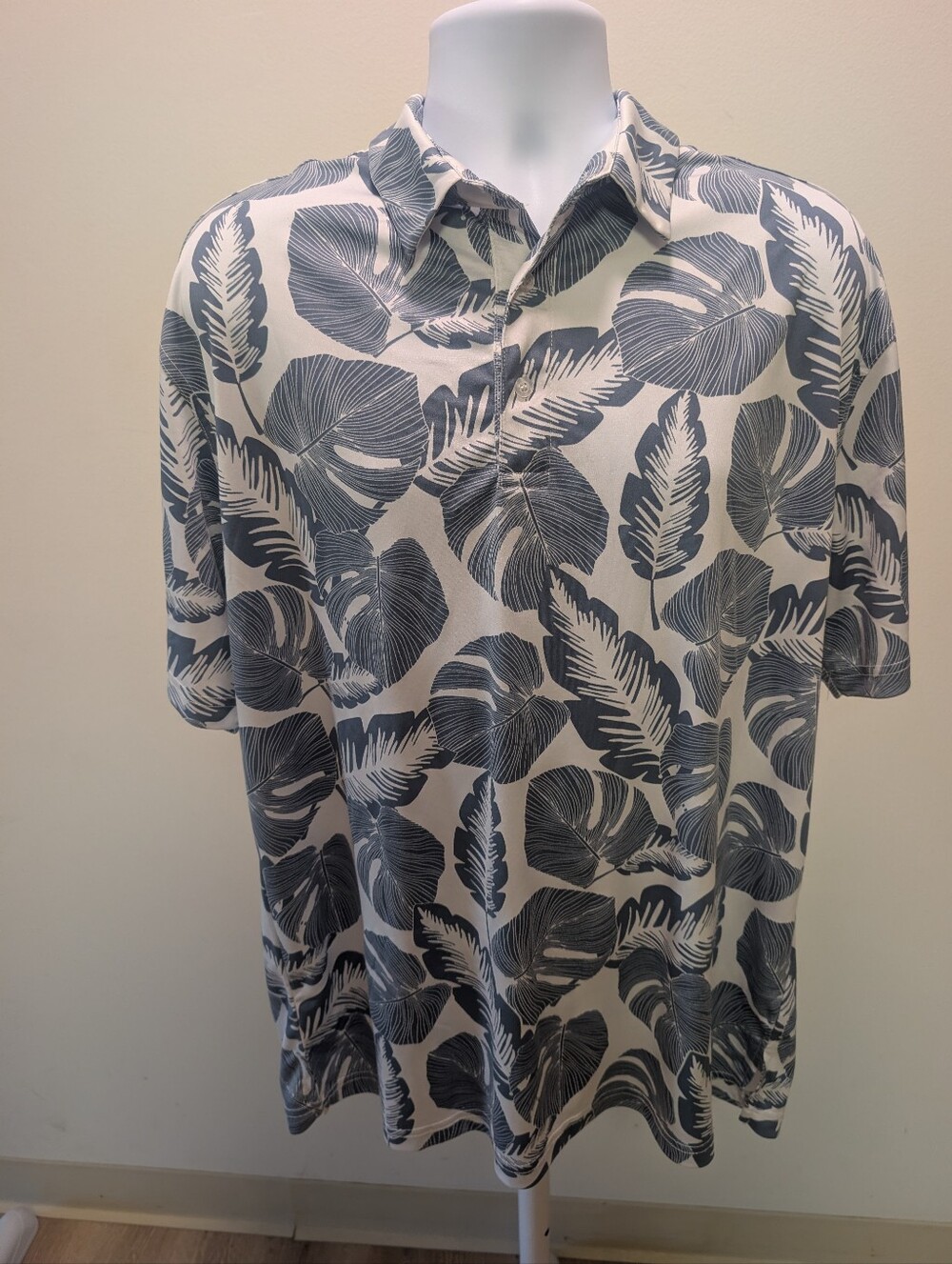 Light Blue Palm-Print Polo